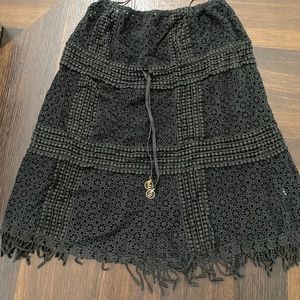 Black Embroidered Strapless Cover Up Dress Sz L